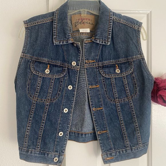 Express Bleus Denim Sleeveless Jacket - Picture 1 of 4
